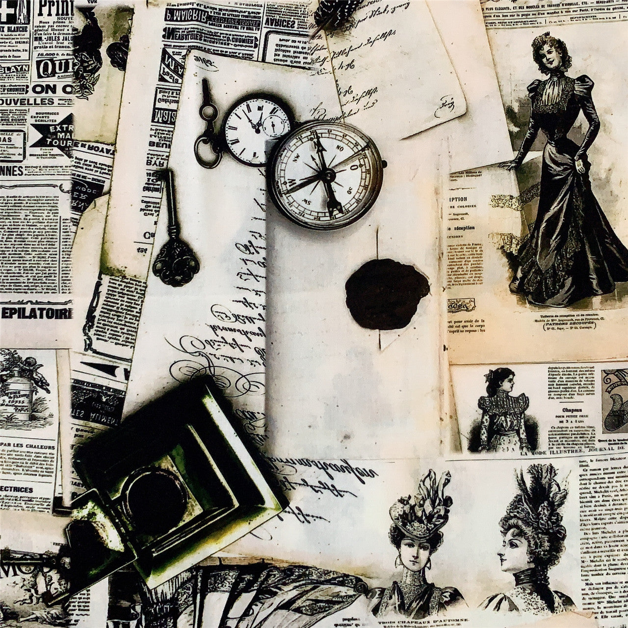 Vintage newspaper oil painting Cotton Fabric Sew Fabrics,DIY Quilting Needlework Patchwork Material