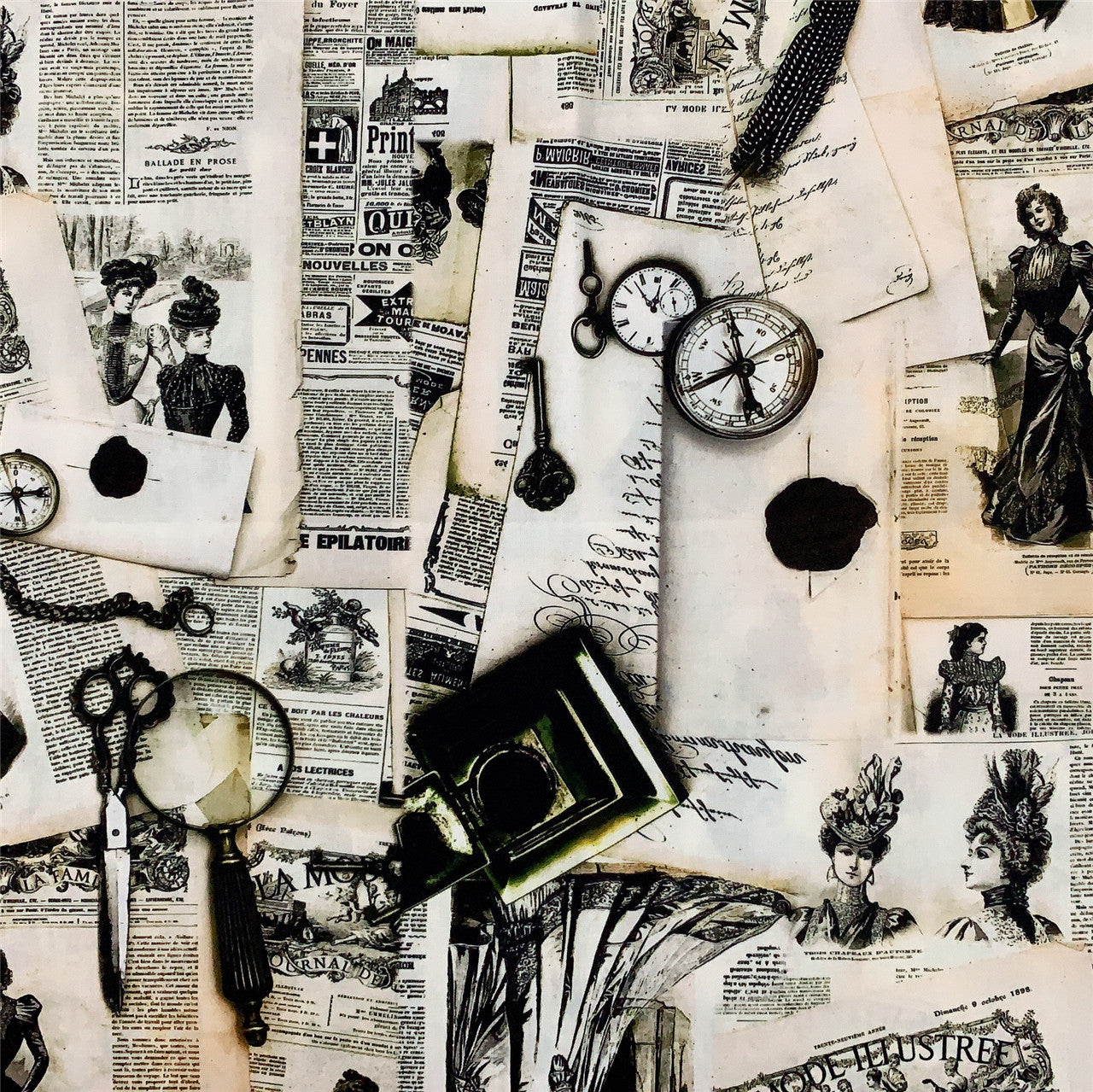 Vintage newspaper oil painting Cotton Fabric Sew Fabrics,DIY Quilting Needlework Patchwork Material