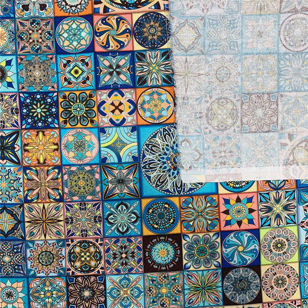 Islamic mosque church glass art flowers Cotton Fabrics Patchwork Quilting Material Accessories DIY Sewing Handmade Tissus