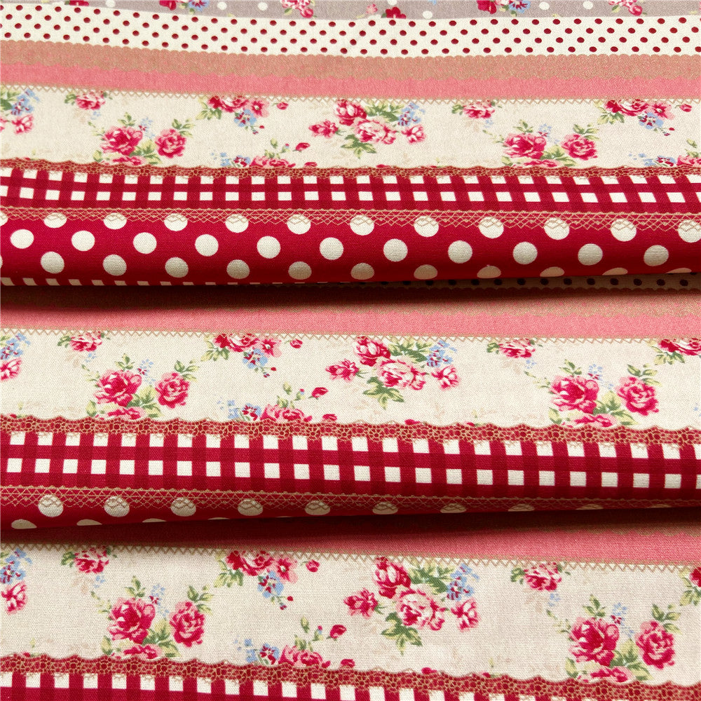 Retro flowers polka dots 100% Cotton Fabric Brand New Stripe Flowers Printed Sewing Cloth Dress Clothing Textile Tissue