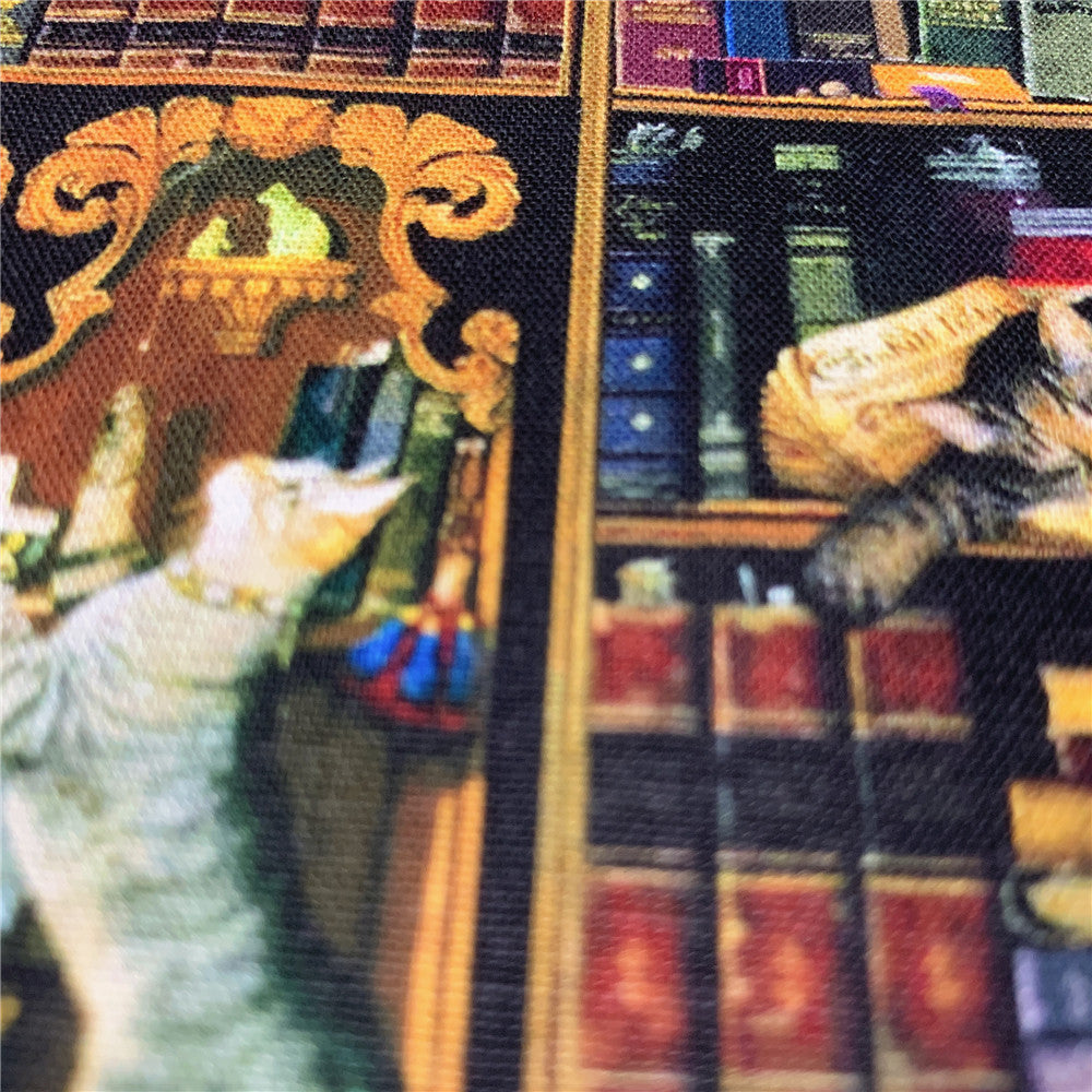 Book cat pattern Plain cotton fabric for Sewing Quilting Accessories DIY Patchwork Material