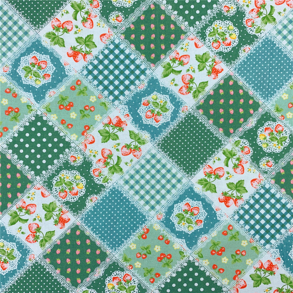 Retro pastoral style strawberry lace print 100% cotton printed fabric diy sewing fabric handmade