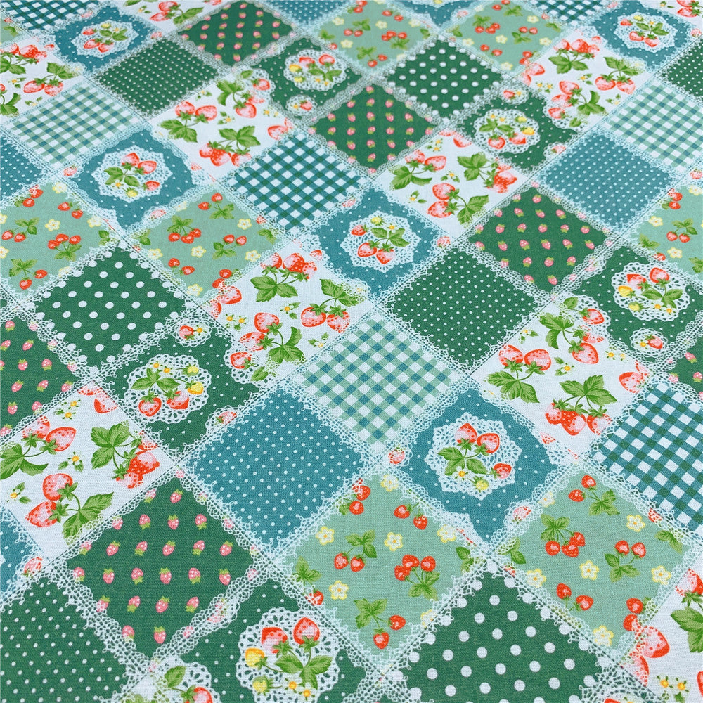 Retro pastoral style strawberry lace print 100% cotton printed fabric diy sewing fabric handmade