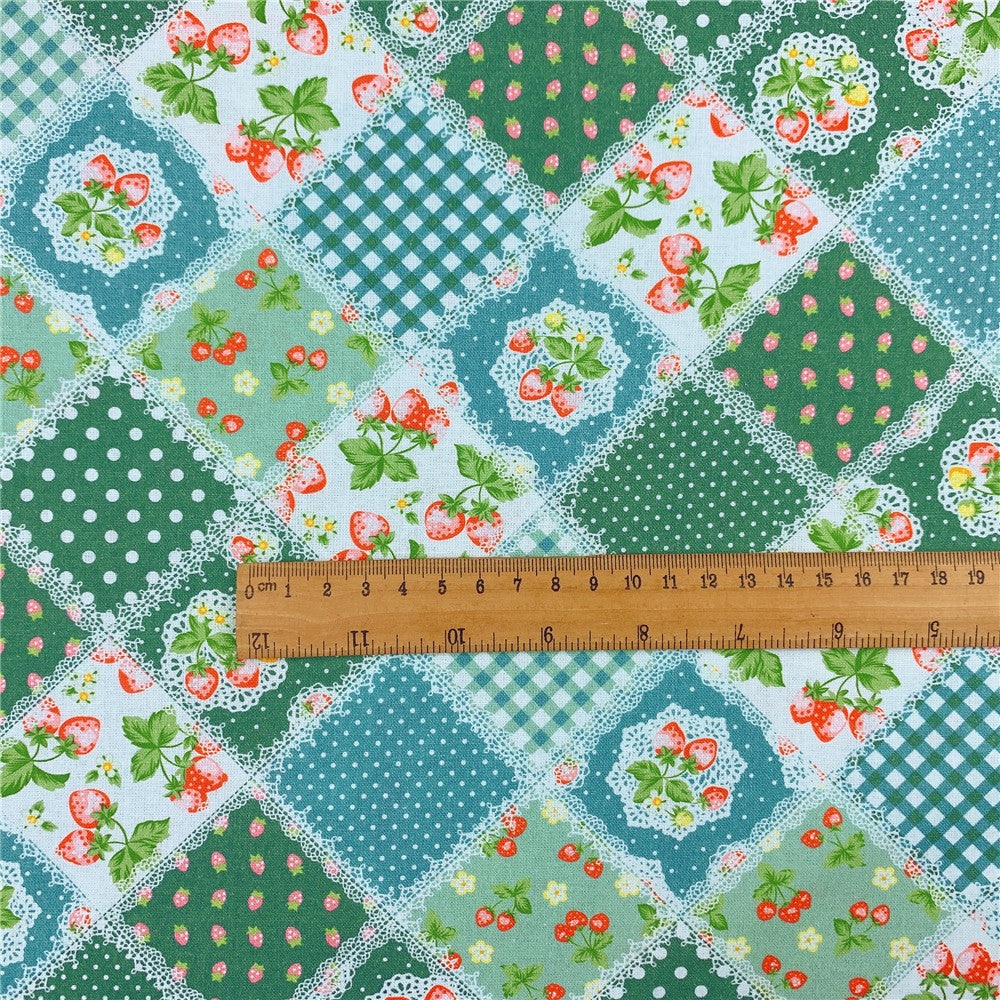 Retro pastoral style strawberry lace print 100% cotton printed fabric diy sewing fabric handmade