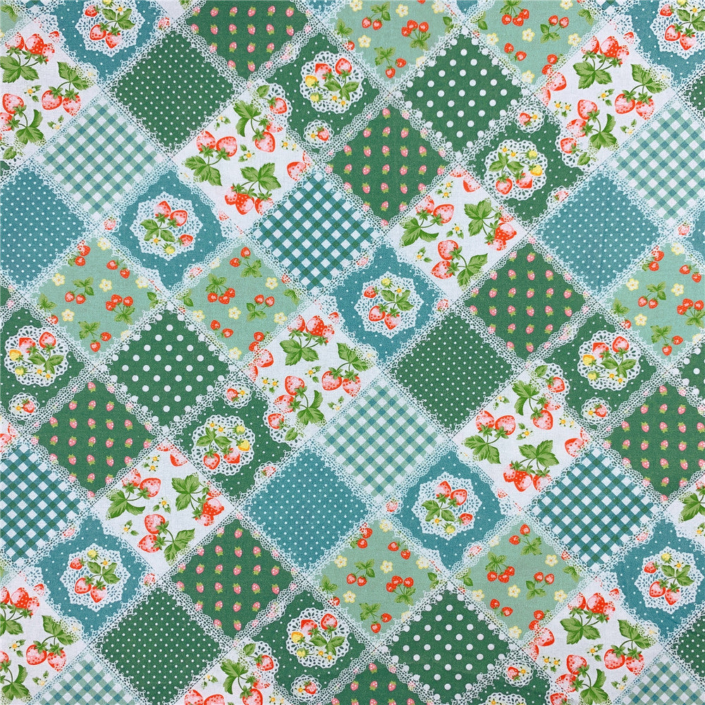 Retro pastoral style strawberry lace print 100% cotton printed fabric diy sewing fabric handmade