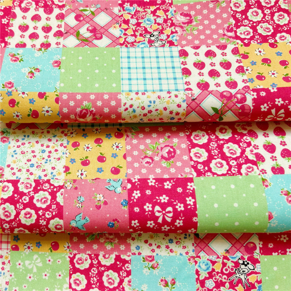 Cartoon Floret Strawberry Cherry lattice 100% cotton printed fabric diy sewing fabric handmade cloth