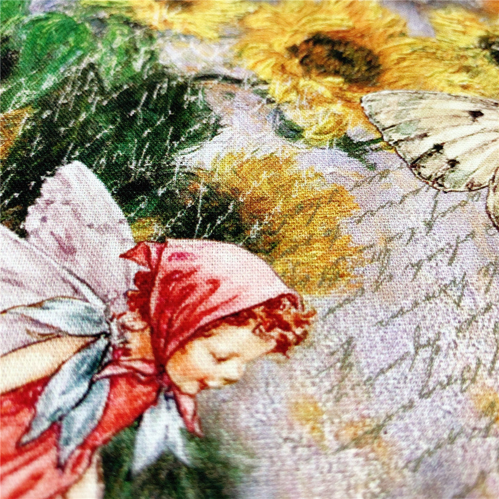 Cartoon Retro Beautiful sunflower Fairy Cotton Fabric for Tissue Sewing Quilting Fabric Needlework Material DIY Handmade