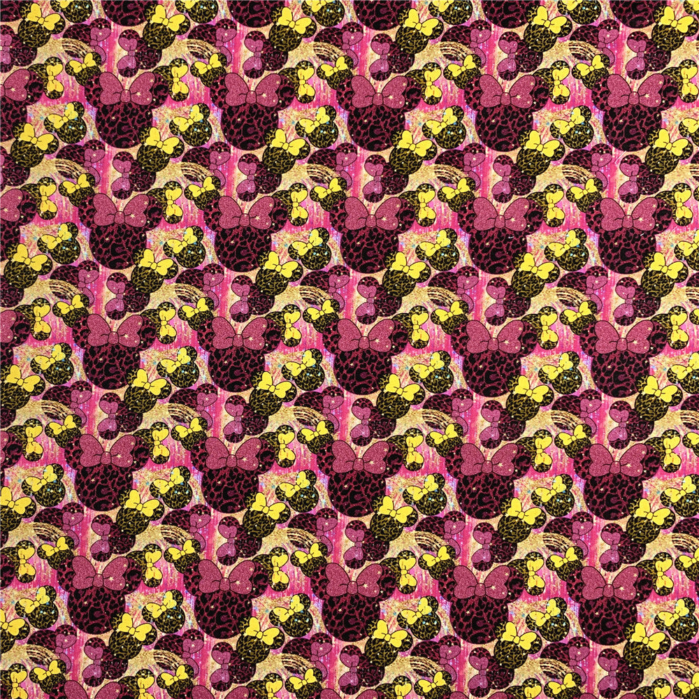 Shiny pink Golden Leopard mouse Cotton Fabric for Girl woman Clothes Home Textile Sewing Quilting DIY