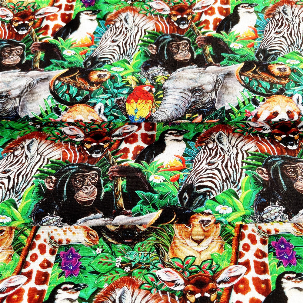 Cartoon forest tiger leopard zebra Cotton Fabric Printed Cloth Dolls Plain Fat Quarter Patchwork