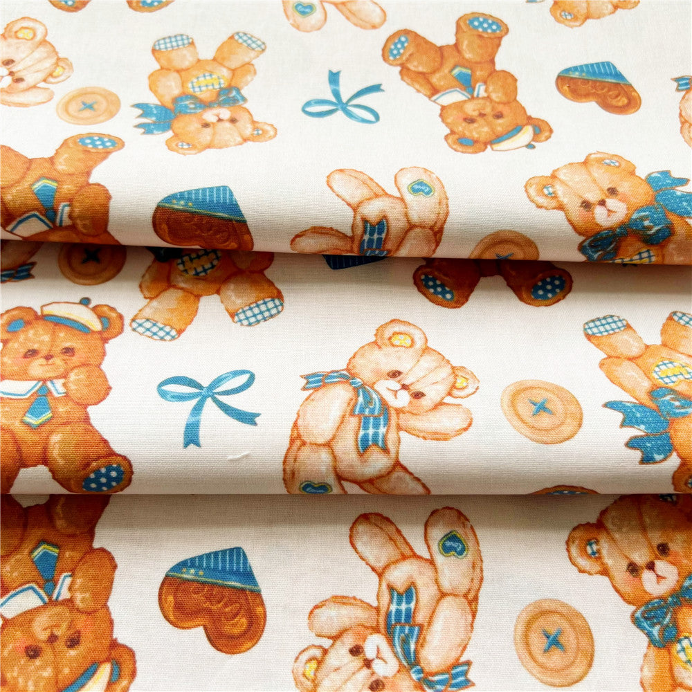 Lovely Vintage Cute Chocolate Bear cotton fabric Sewing Quilting Needlework Material DIY Handmade