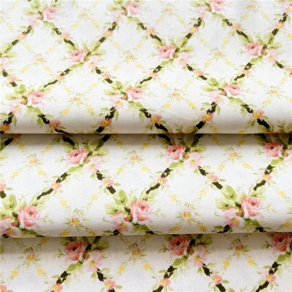 Lingge retro flower Cotton Fabric Girl Baby Lolita Skirt Cloth Huian headscarf Material Home Decoration Sewing