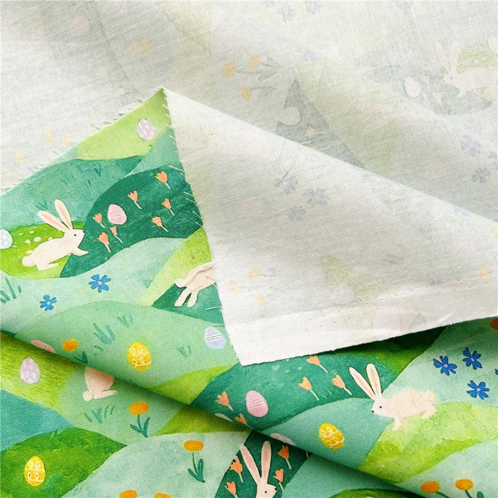 Green grass hillside rabbit 100% Cotton Fabric Print Cloth Sewing Quilting For Patchwork Needlework DIY Handmade Material