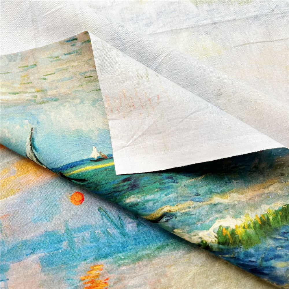 Impression of sunrise oil painting Cotton Fabric Kitten Printed Cloth Sewing Quilting Fabrics For Patchwork DIY Materials