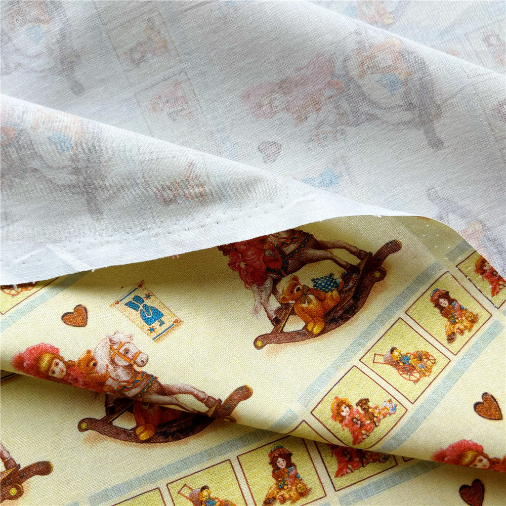 Retro doll Trojan horse teddy bear 100% cotton fabric Patchwork diy Sewing Quilting Girl skirt clothes handmade scarf decoration