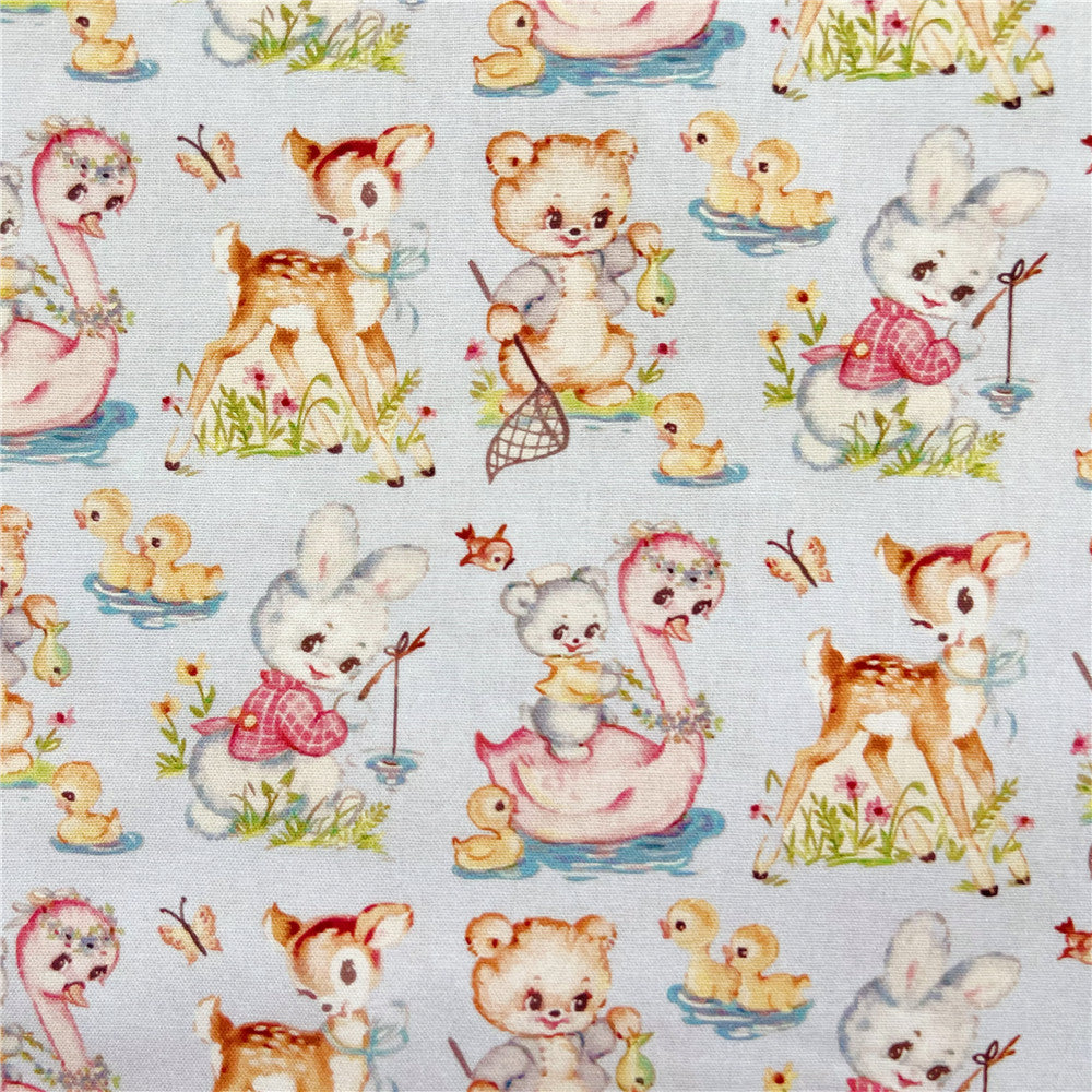 Cartoon cute Showa animal duck rabbit cotton printed fabric diy hand-arranged children's dress hair accessories