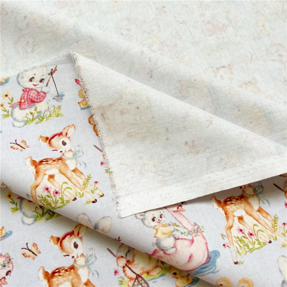 Cartoon cute Showa animal duck rabbit cotton printed fabric diy hand-arranged children's dress hair accessories