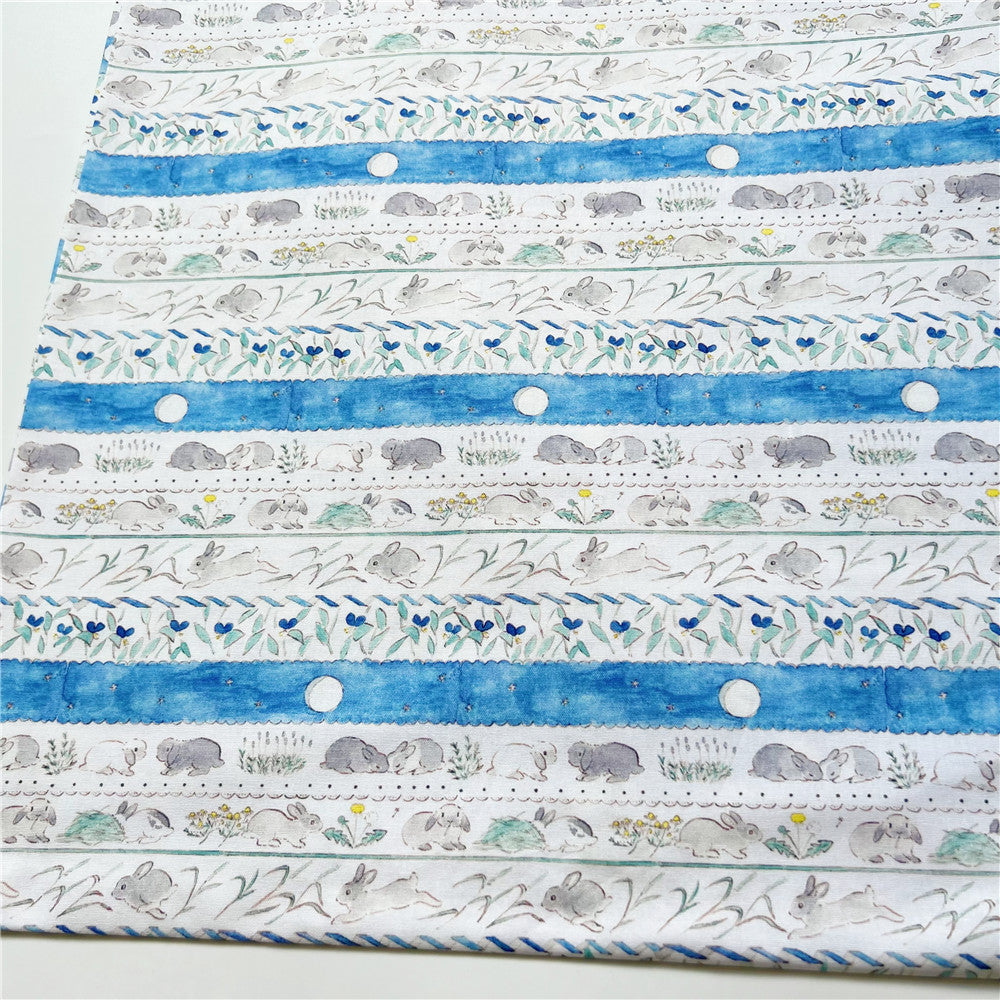 Horizontal bar cute rabbit cotton fabric for Sewing Quilting Accessories DIY girl Sheet Pillowcase Patchwork Material