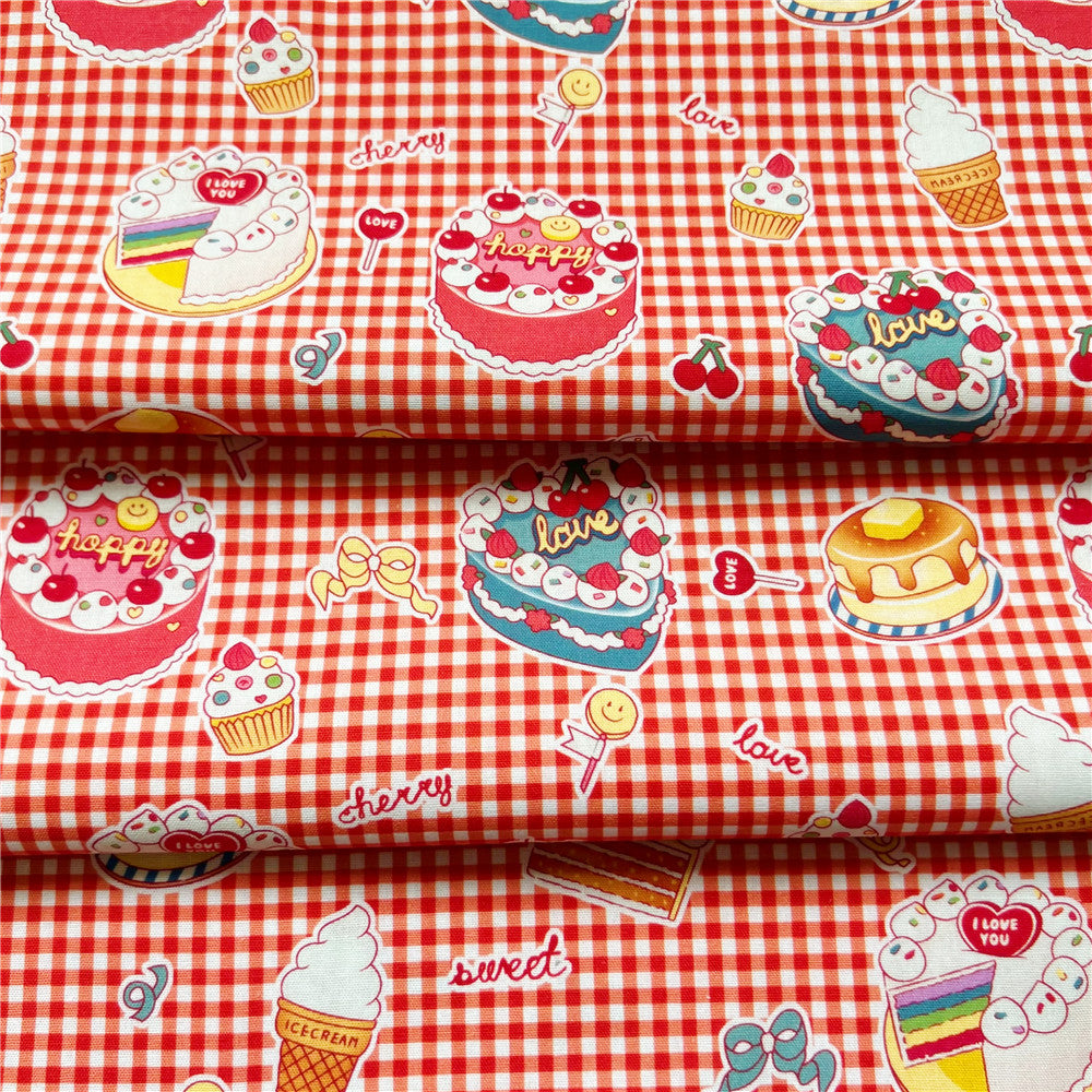 Cartoon Cake, ice cream, candy cotton plain fabric children's dress diy handmade lolita dress material