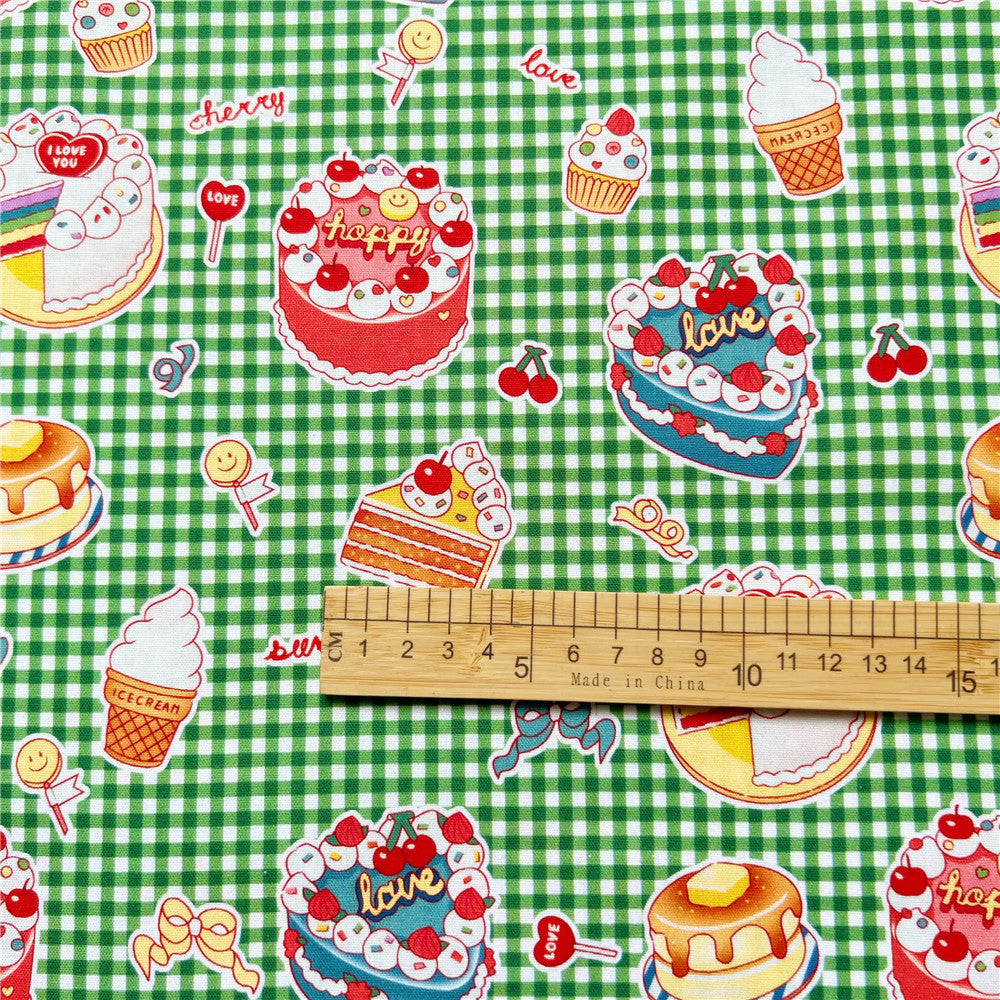 Cartoon Cake, ice cream, candy cotton plain fabric children's dress diy handmade lolita dress material