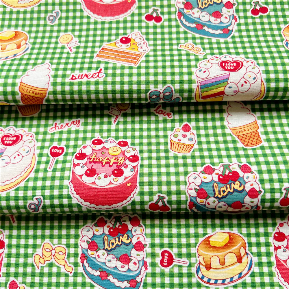 Cartoon Cake, ice cream, candy cotton plain fabric children's dress diy handmade lolita dress material