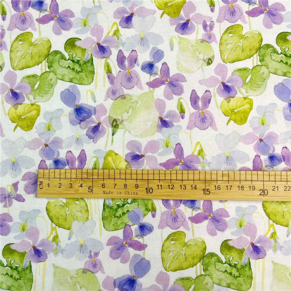 Watercolor lilac flowers Cotton Fabric Sewing Quilting Cloth star pattern Patchwork Needlework Handmade DIY Material