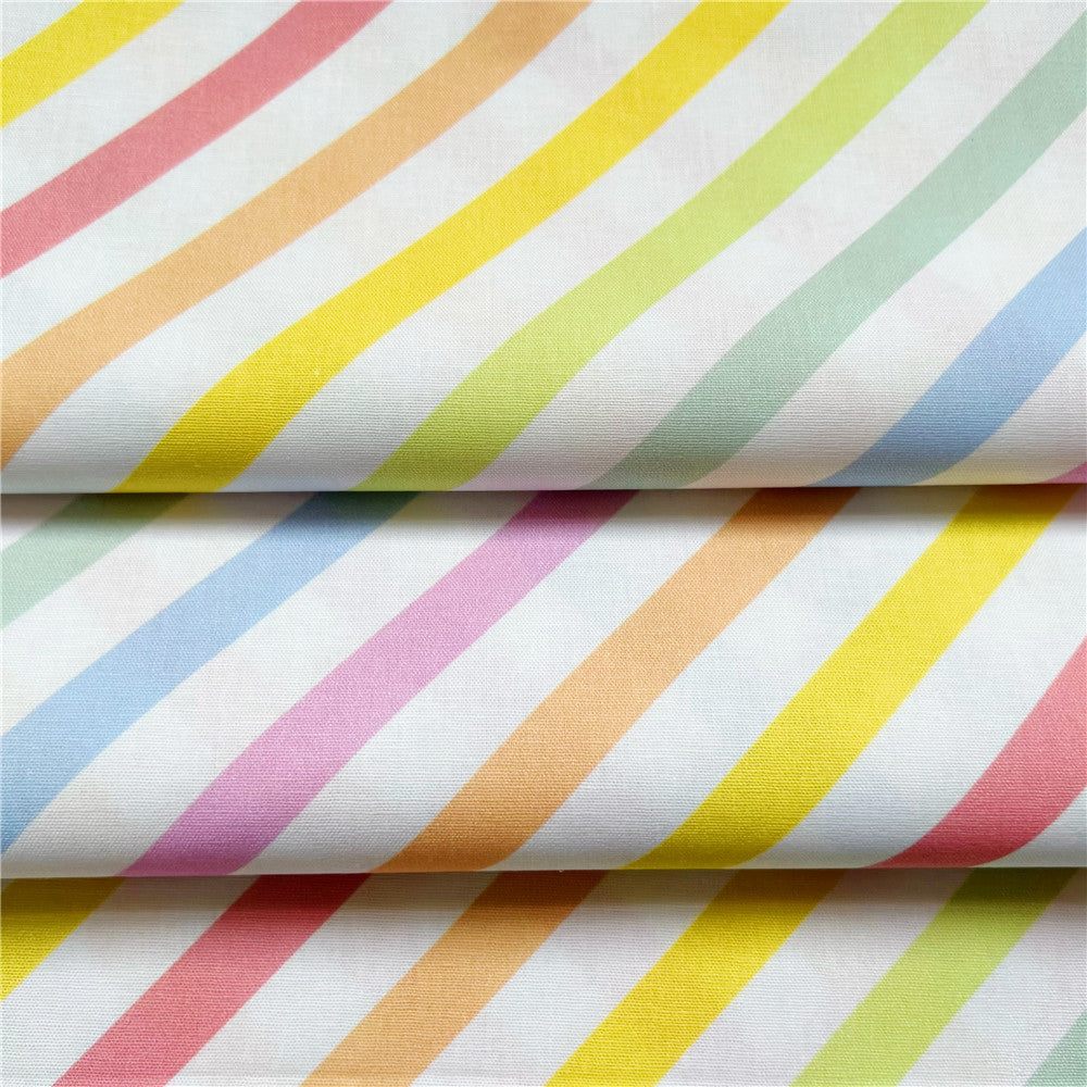 Rainbow Wave Dot Stripe Wave Geometry Cotton Plain Fabric Shirt Dress Handmade Baby Clothing Bag Needlework Patchwork Material