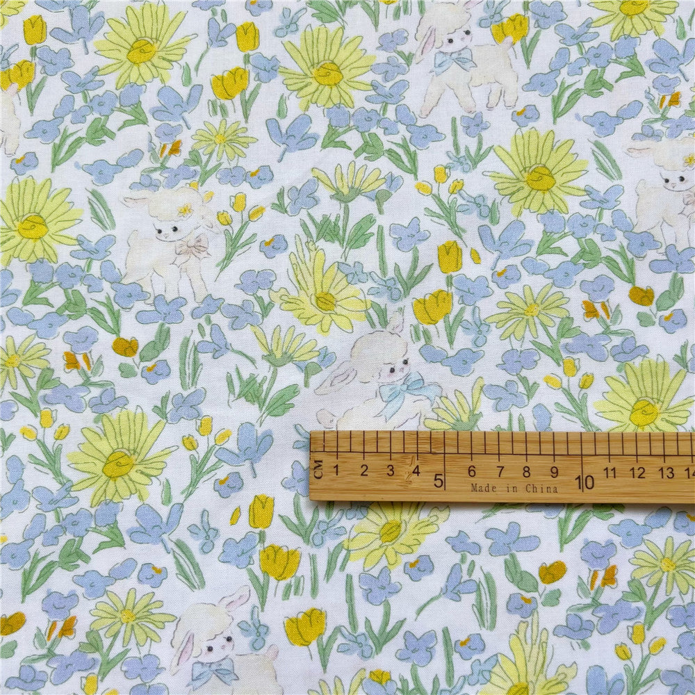 Cartoon Summer Lamb Cartoon Plain Weave 100% Cotton Fabric DIY Quilting Needlework Material Sewing Dress Kids Clothes Fabrics