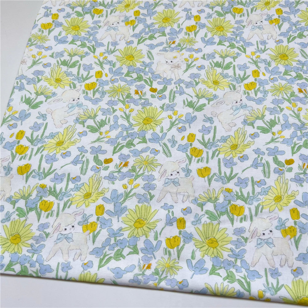 Cartoon Summer Lamb Cartoon Plain Weave 100% Cotton Fabric DIY Quilting Needlework Material Sewing Dress Kids Clothes Fabrics