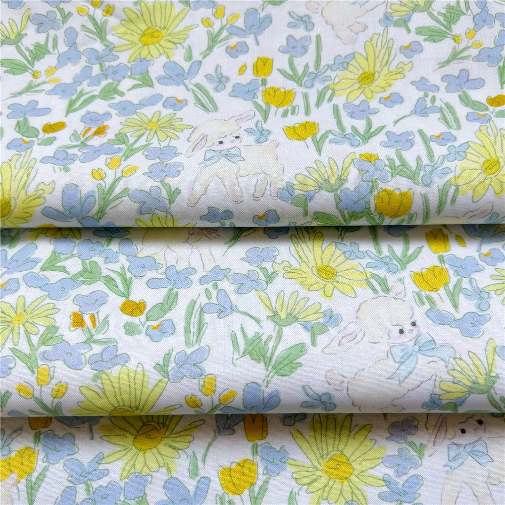 Cartoon Summer Lamb Cartoon Plain Weave 100% Cotton Fabric DIY Quilting Needlework Material Sewing Dress Kids Clothes Fabrics