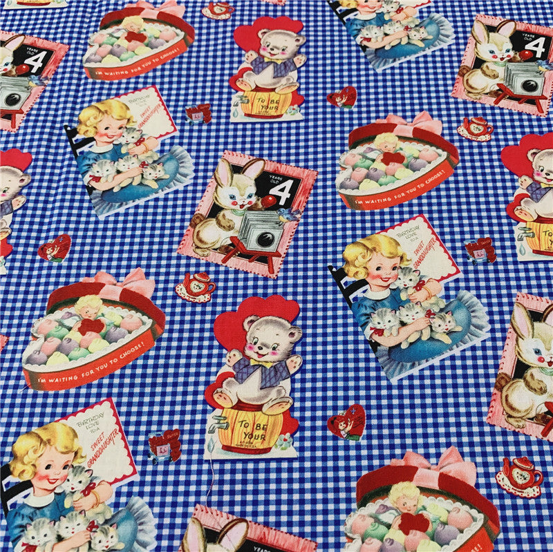 Vintage Lolita Cat doll candy box Cotton Fabric Plain cotton fabric Material Patchwork Cloth Tissue