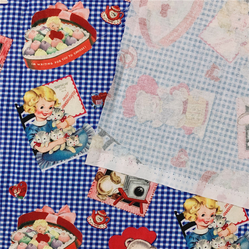 Vintage Lolita Cat doll candy box Cotton Fabric Plain cotton fabric Material Patchwork Cloth Tissue