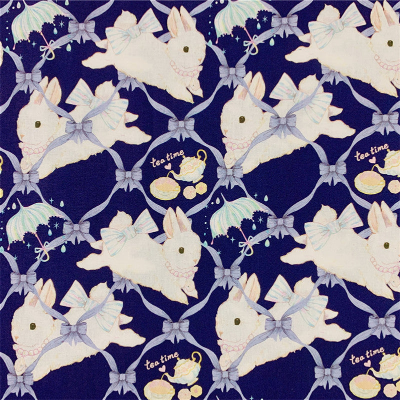 Blue Rabbit Easter Plain cotton fabric  for Tissue Kids Home Textile Patchwork Cloth DIY Sewing Quilting material