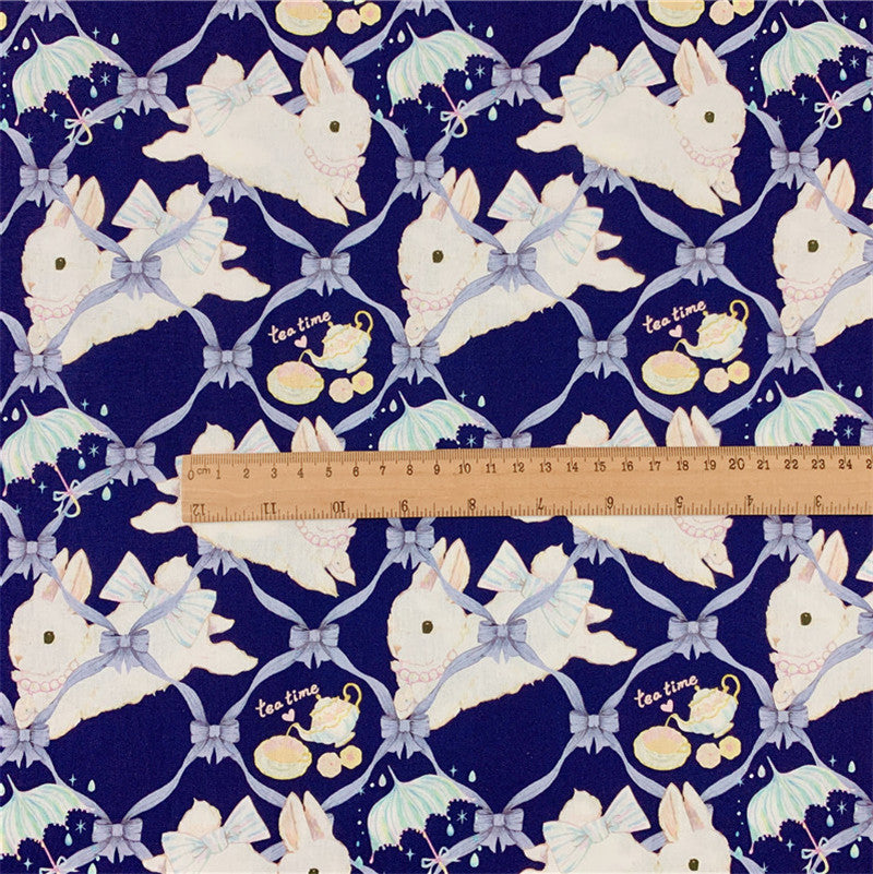 Blue Rabbit Easter Plain cotton fabric  for Tissue Kids Home Textile Patchwork Cloth DIY Sewing Quilting material