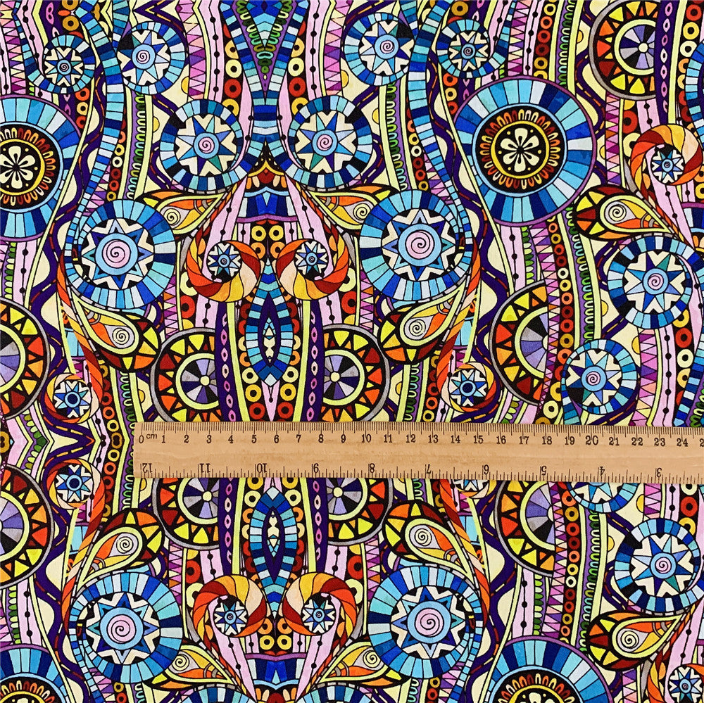 Islamic mosque church glass art 100% Cotton Printed Cloth Sewing Quilting Fabrics for Patchwork Needlework DIY Handmade Material