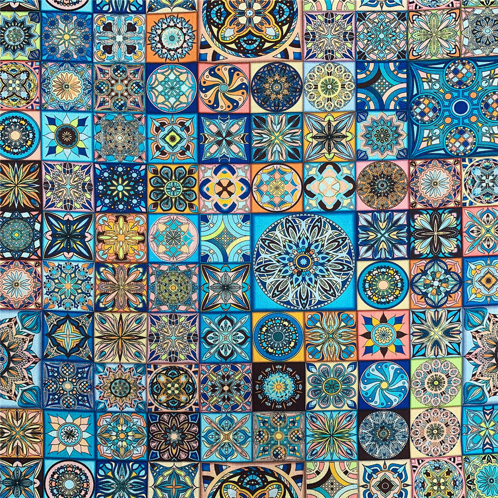 Islamic mosque church glass art flowers Cotton Fabrics Patchwork Quilting Material Accessories DIY Sewing Handmade Tissus