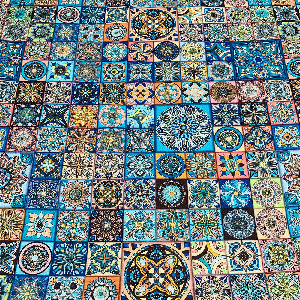 Islamic mosque church glass art flowers Cotton Fabrics Patchwork Quilting Material Accessories DIY Sewing Handmade Tissus