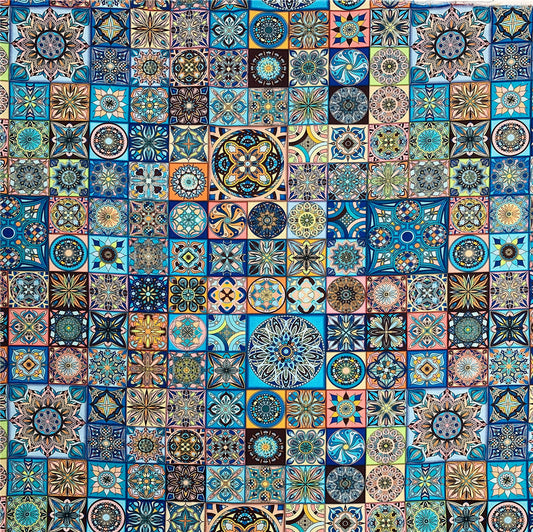 Islamic mosque church glass art flowers Cotton Fabrics Patchwork Quilting Material Accessories DIY Sewing Handmade Tissus