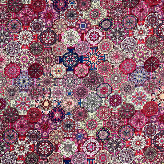 mosque church glass art pink flowers Cotton Fabrics Patchwork Quilting Material Accessories DIY Sewing Handmade