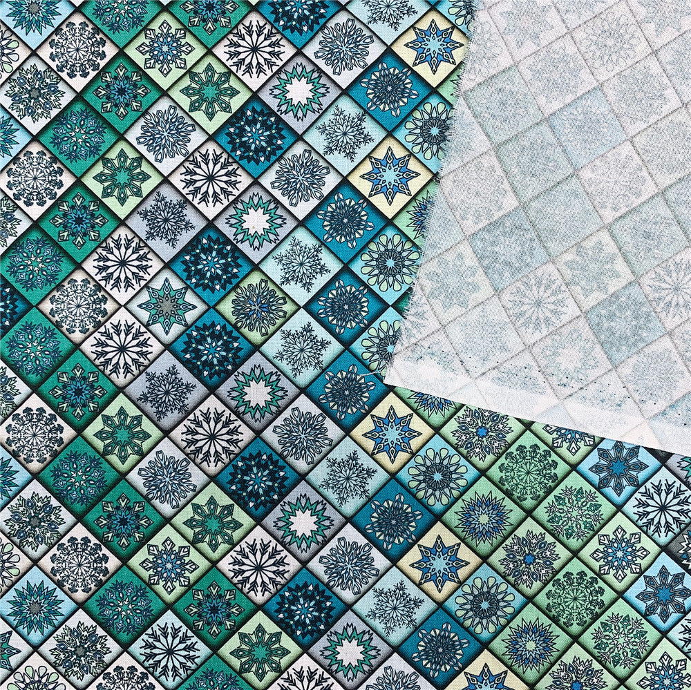 Green grid Empire Cathedral glass Cotton Printed Cloth Sewing Quilting Fabrics for Patchwork Needlework DIY Handmade Material