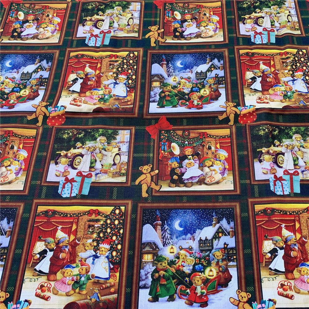 Bear family christmas Cotton Fabric Sewing Quilting Cloth christmas pattern Patchwork Needlework Handmade DIY Material