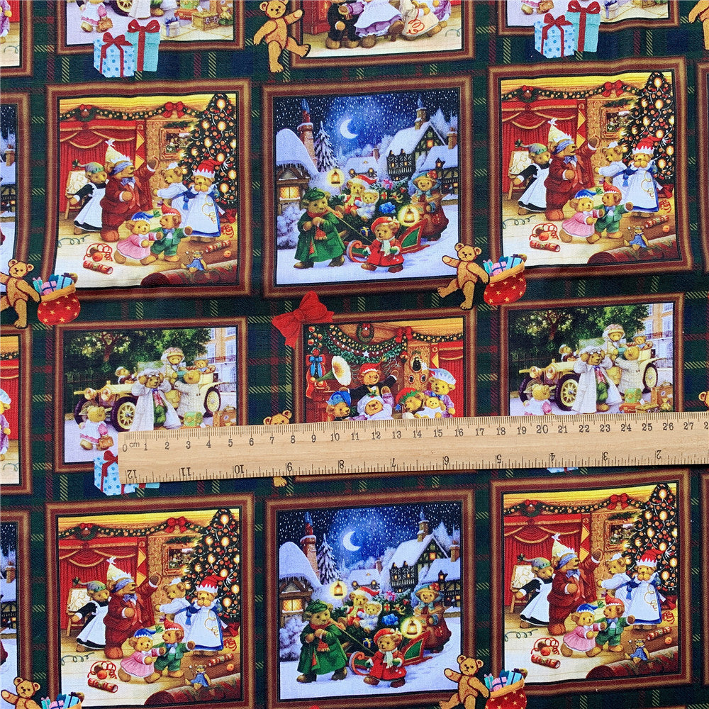 Bear family christmas Cotton Fabric Sewing Quilting Cloth christmas pattern Patchwork Needlework Handmade DIY Material