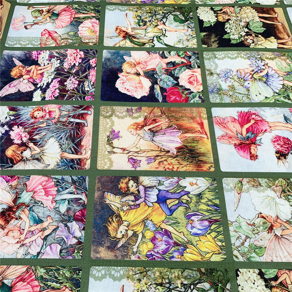 Vintage butterfly fairy Cotton Fabric Sewing Quilting Patchwork Needlework Handmade DIY Material