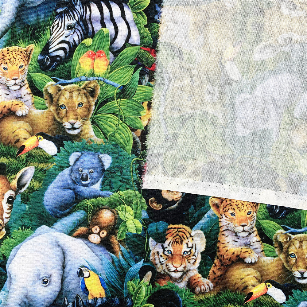 Zoo lion monkey elephant giraffe Cotton Fabric Sewing Quilting Patchwork Needlework Handmade DIY