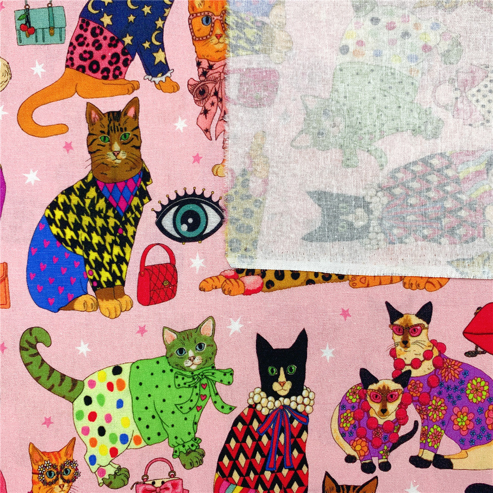 Fashion cats cotton fabric Patchwork Sewing Quilting woman shirt clothes handmade patchwork