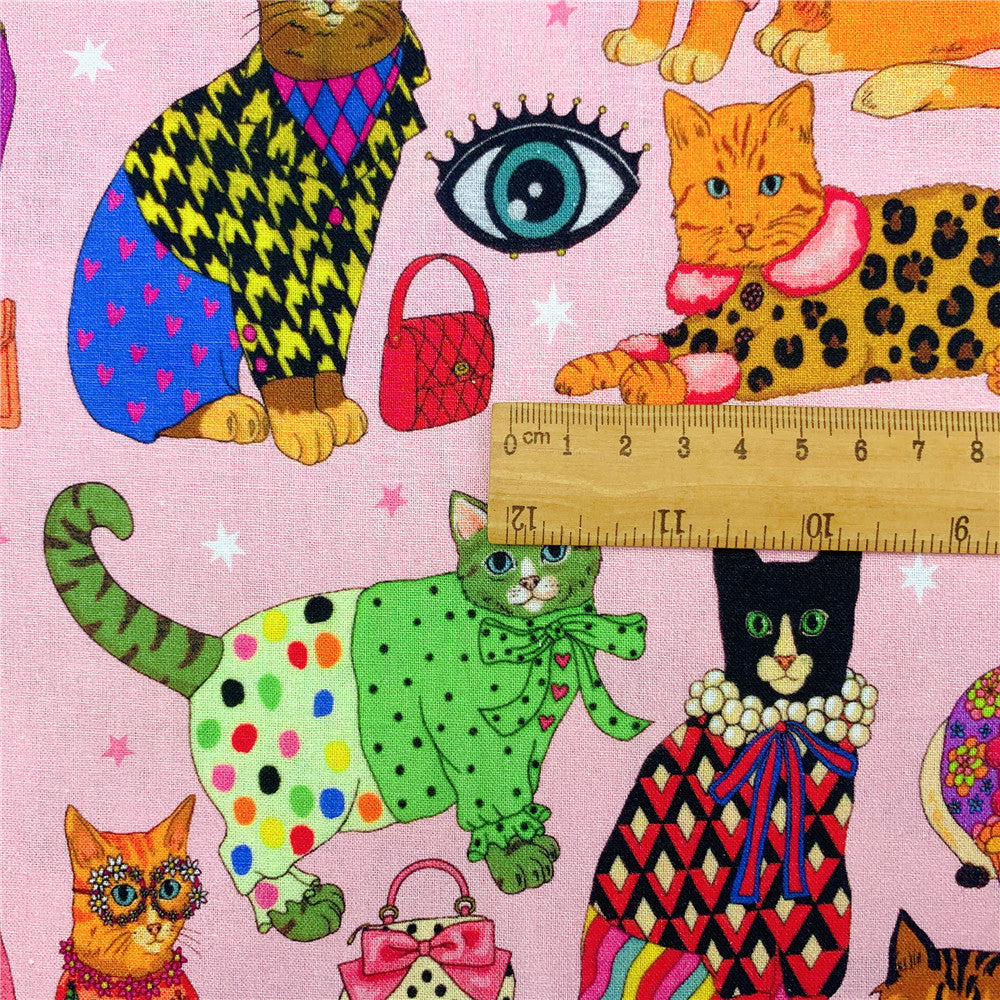 Fashion cats cotton fabric Patchwork Sewing Quilting woman shirt clothes handmade patchwork