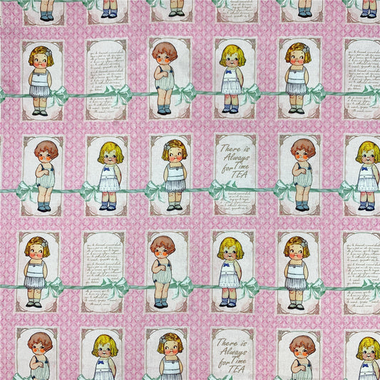 Vintage Doll Girl Fabric,Dolly dingle doll,Cotton Fabric,43Inch X 1/2Yard