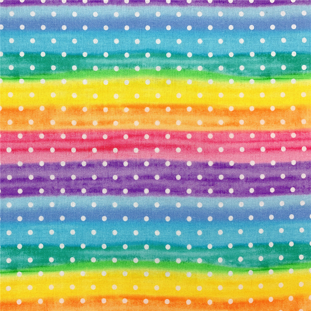 wide110cm Colorful Rainbow Polkadots Wave point 100% Cotton Fabric Patchwork Sewing Material Diy