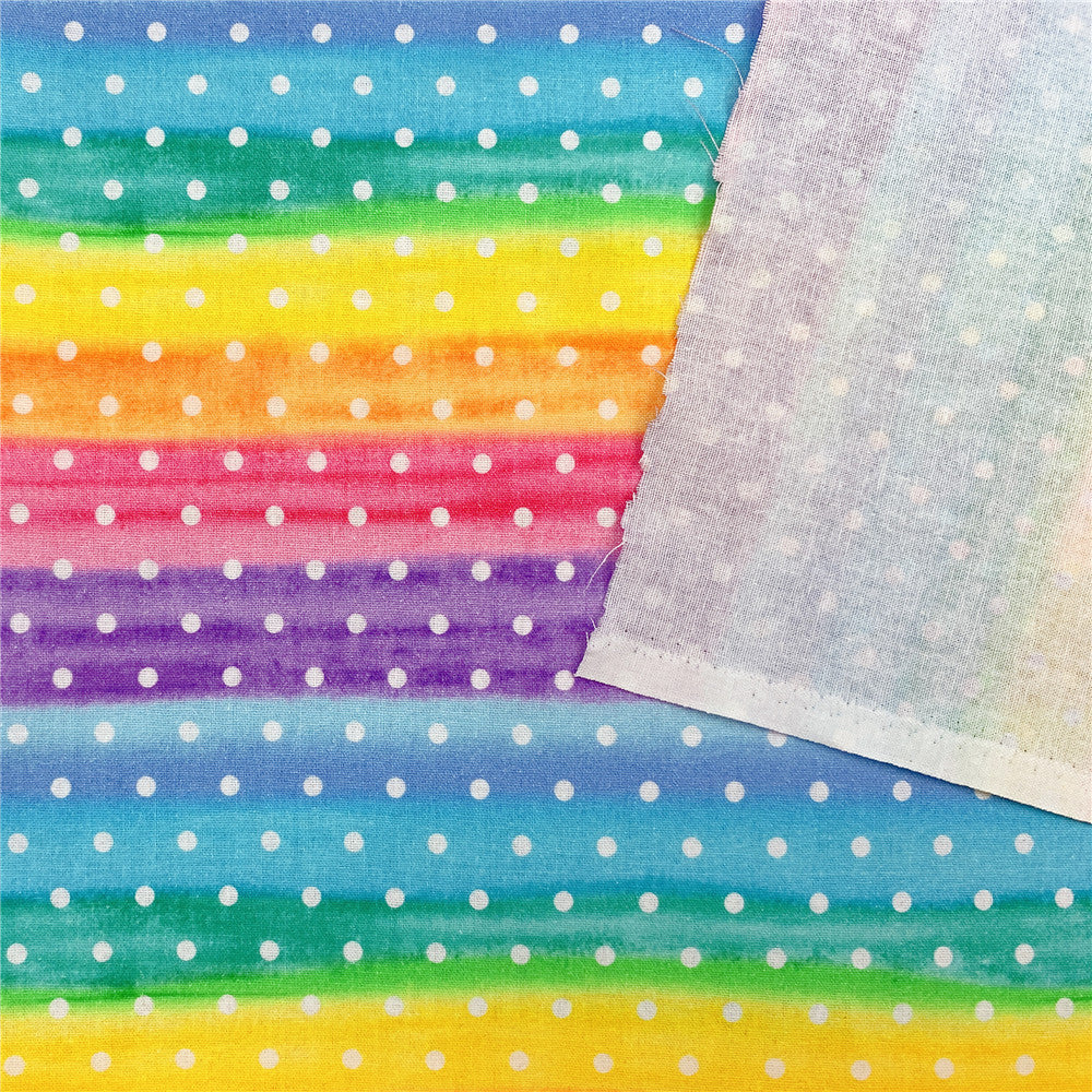 wide110cm Colorful Rainbow Polkadots Wave point 100% Cotton Fabric Patchwork Sewing Material Diy