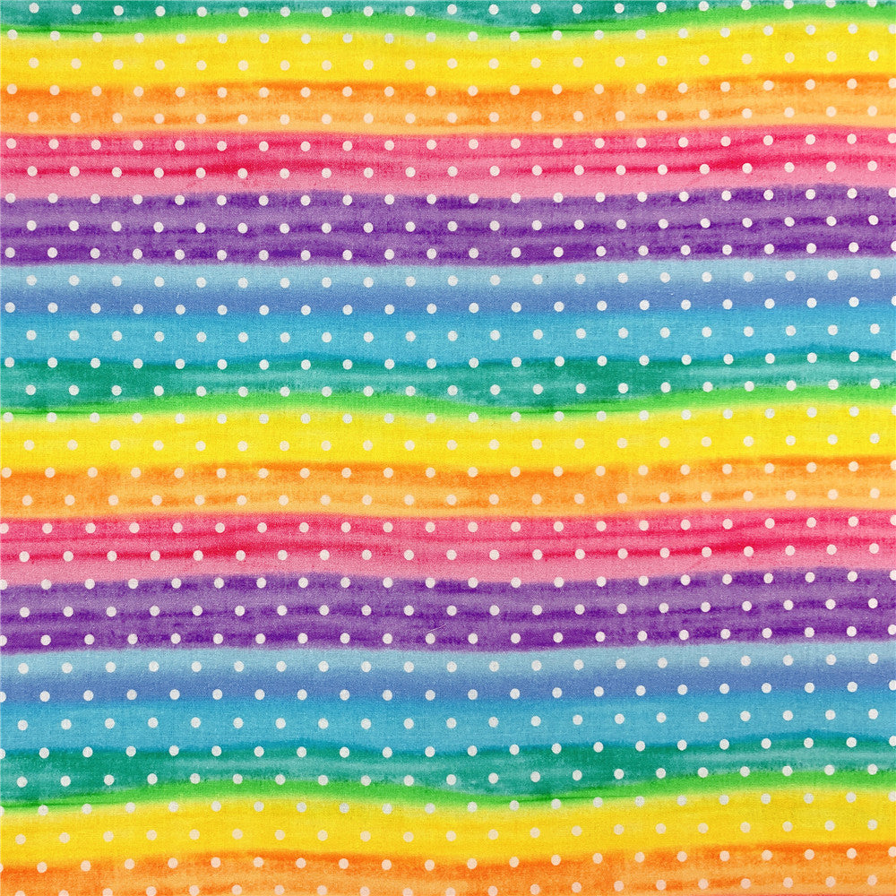 wide110cm Colorful Rainbow Polkadots Wave point 100% Cotton Fabric Patchwork Sewing Material Diy