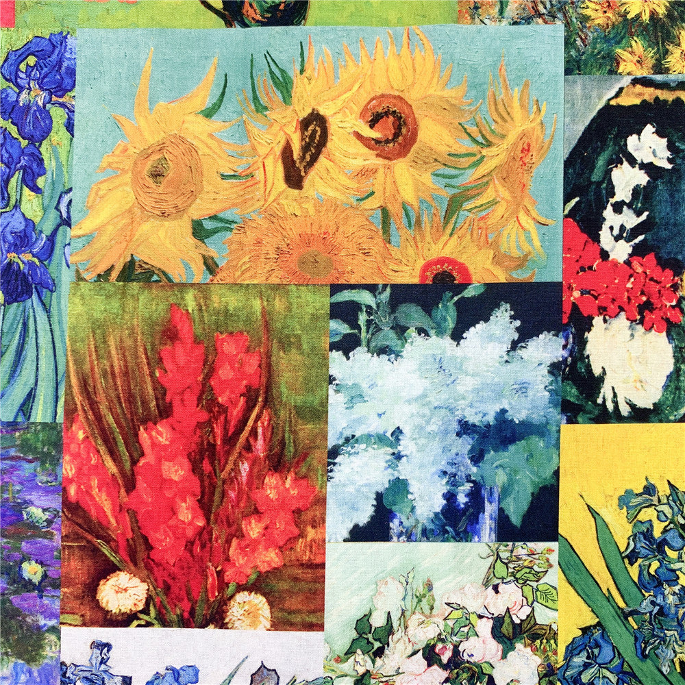 Color flower oil painting Cotton Fabric Sewing Quilting Patchwork Needlework Handmade DIY